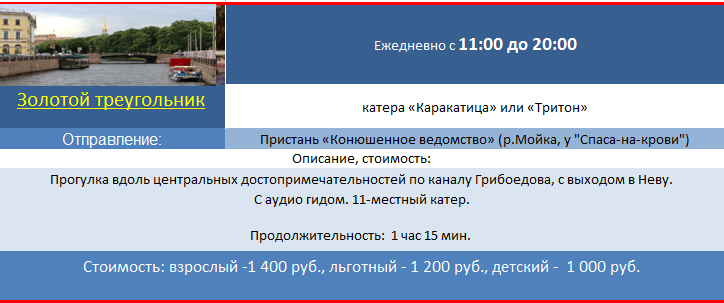 Дневные экскурсии по рекам и каналам Санкт-Петербурга на теплоходах, прогулки на катере по каналам 